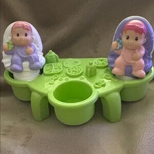 Charming  little people 2 Baby Doll Playset with Green table.
